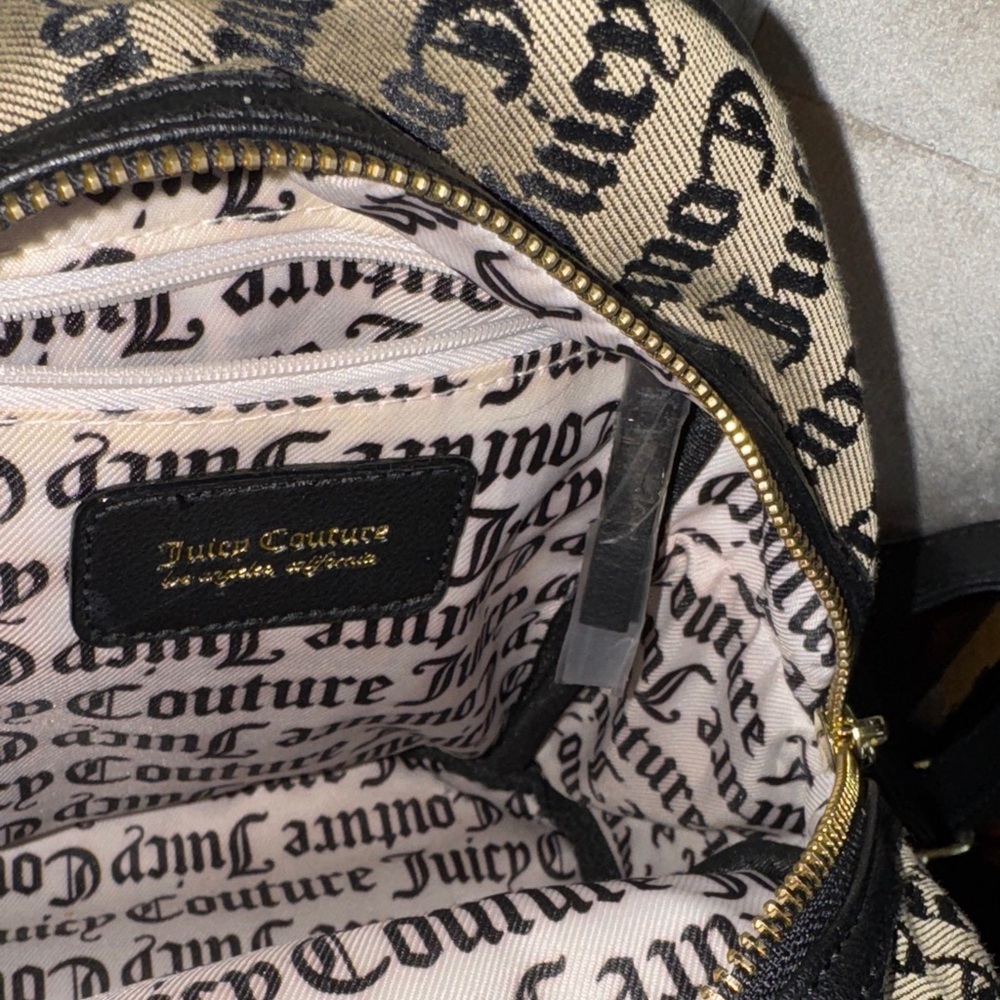 Juicy Couture Logo Print Backpack in Black and Cream - Picture 11 of 14